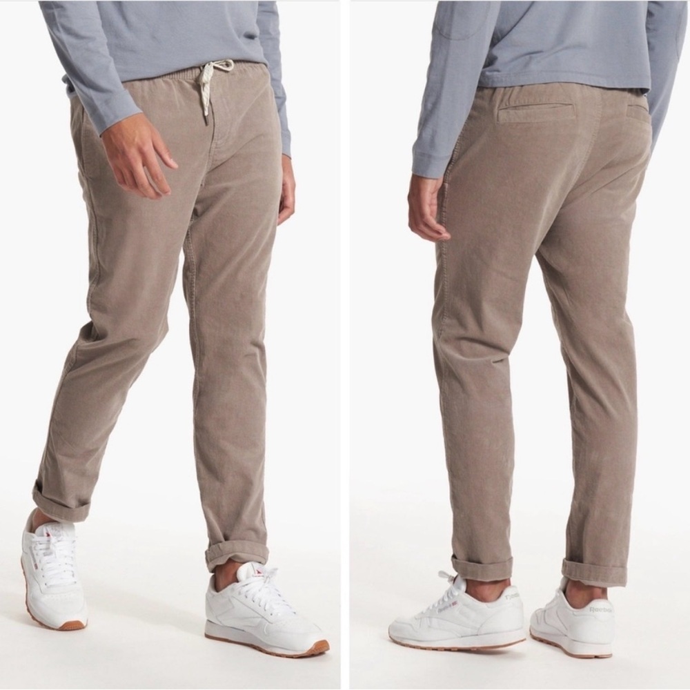 VUORI Men’s V450 Ribbed Hybrid Cord Pant size small tan athleisure comfortable
